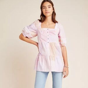 Anthropologie Maeve Gable Tiered Pink Tunic